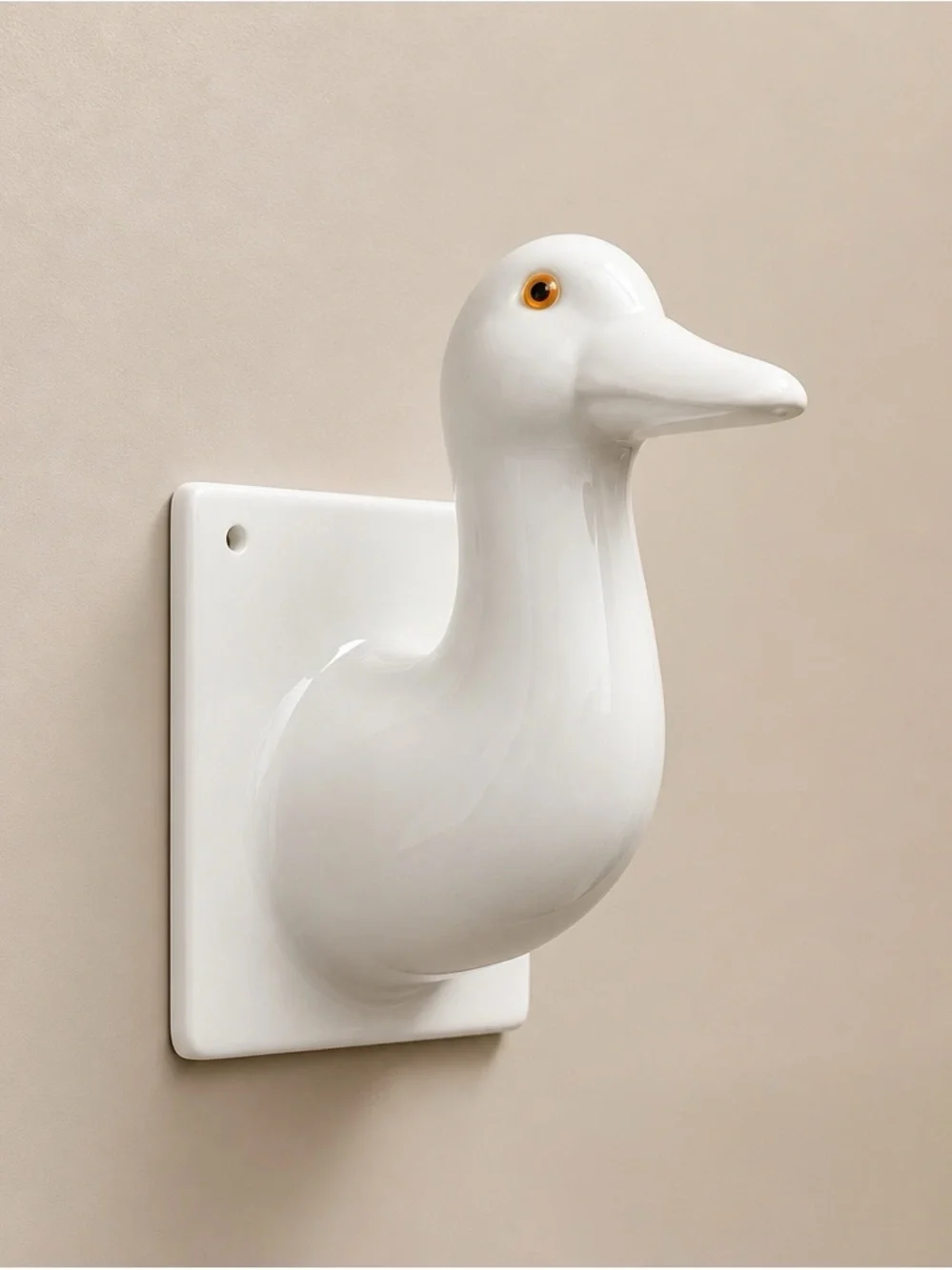 Ceramic Duck Wall Hook - White